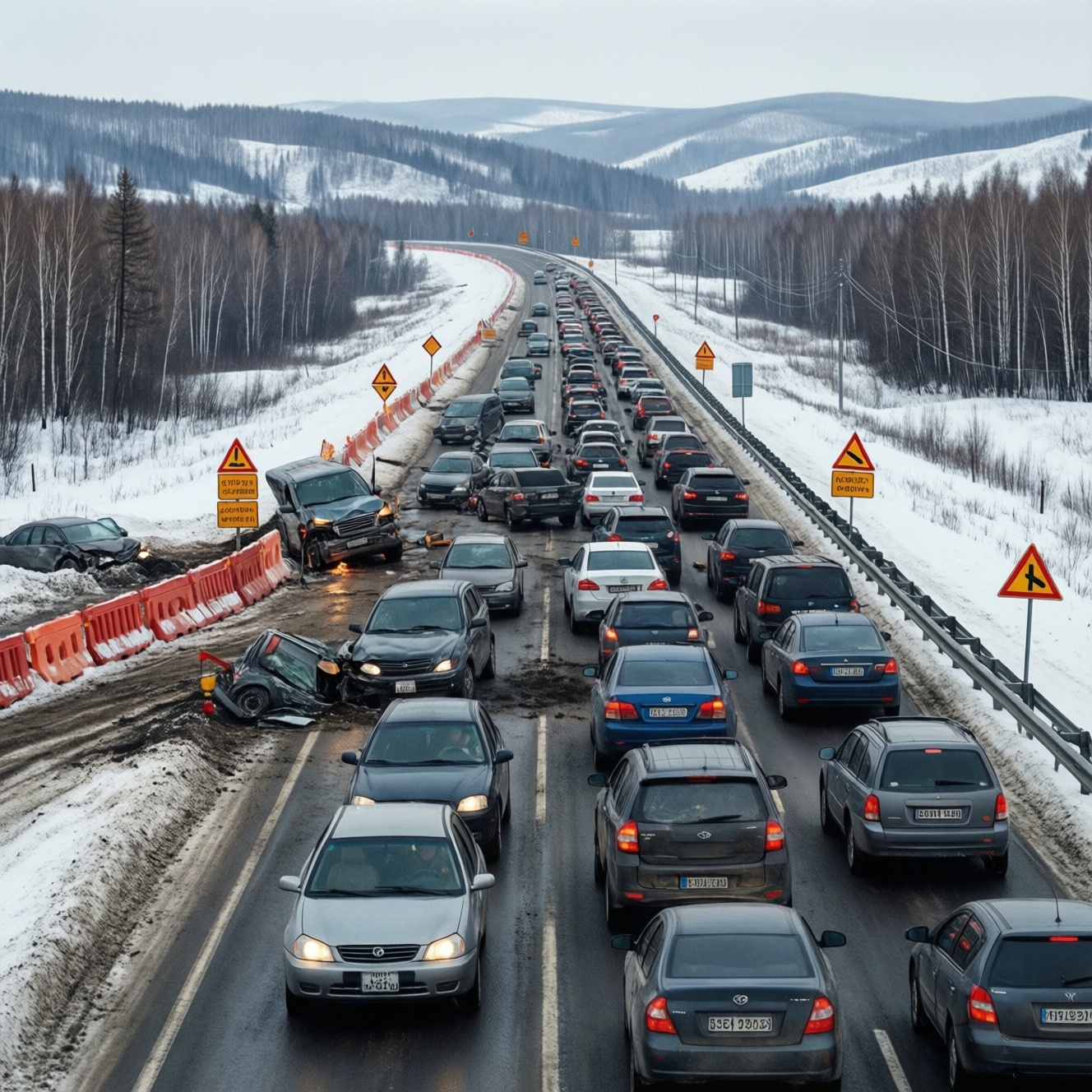 Пробки, аварии и перекрытия на дорогах Хакасии: текущая ситуация и ремонтные работы